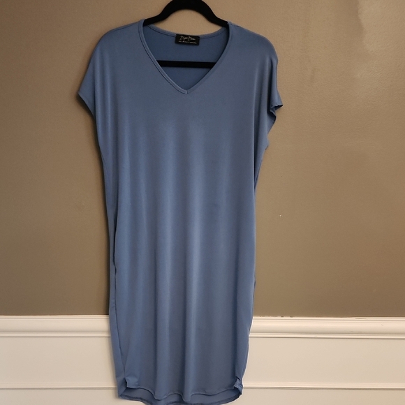 Blue V-Neck Dress - Picture 1 of 7